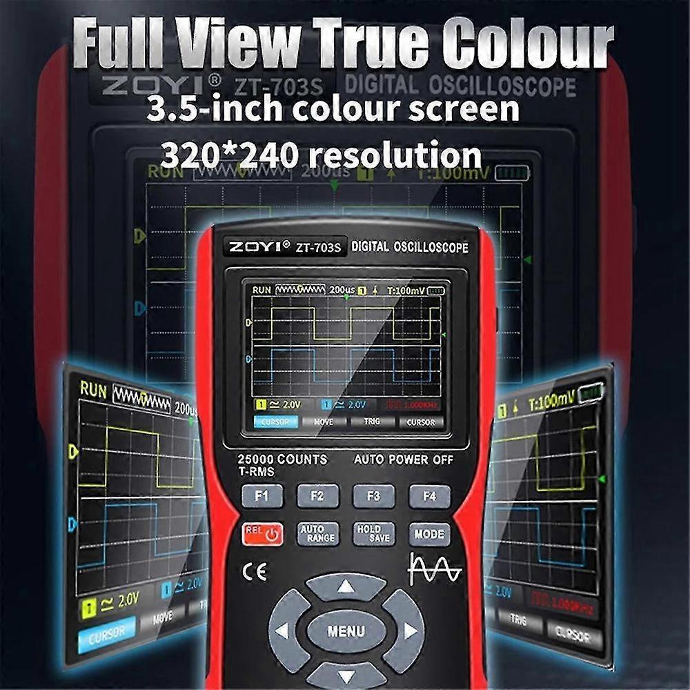 ZT703S 50MHz Digital Oscilloscope Multimeter and Signal Generator with 3.5" Color Display