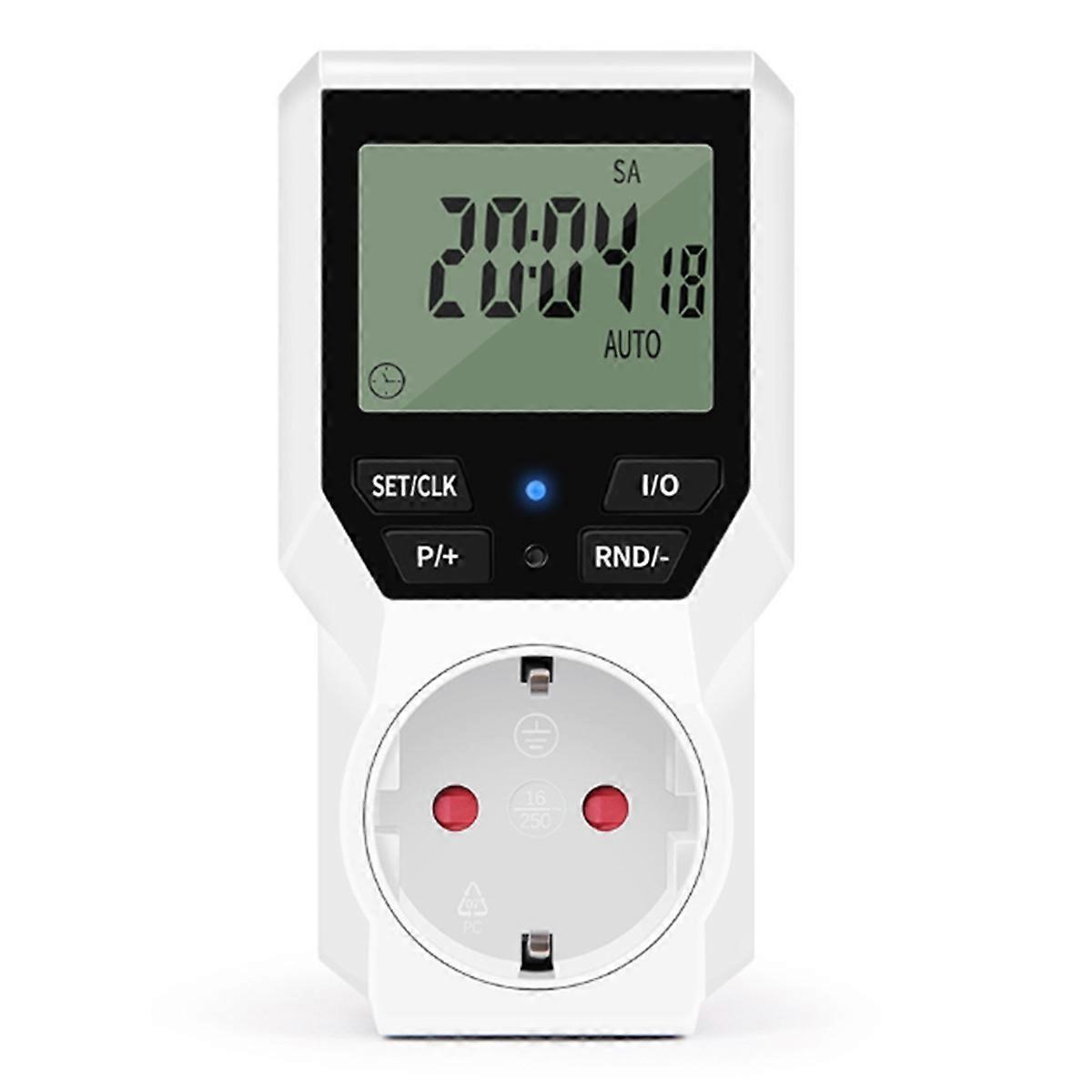 smart timerkontakt digital elektronisk timerbryter eu-plugg LCD-skjerm programmerbar tidskontroll automatisk beskytter