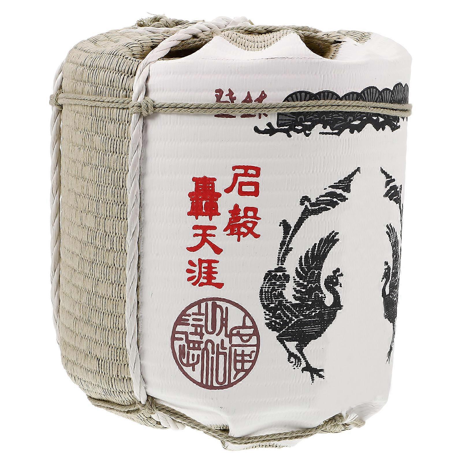 Vintage Japanese Sake Barrel Ornament Ideal For Izakaya Layout And Restaurant Decoration Simple Barrel Shape Ambiance Enhancement 1Set