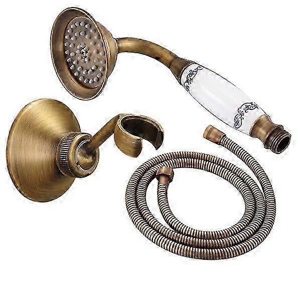 Antique Brass Ceramics Telephone Hand Held Shower Head & 1.5 m Hose Water Saving Handheld Sprayer Shower Set Nhh116