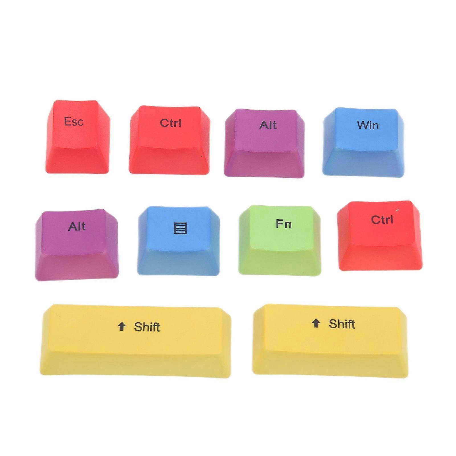 10Pcs PBT Keycaps Colorful Sturdy Durable Wearproof Anti Fatigue Comfortable Mechanical Keyboard Keycaps