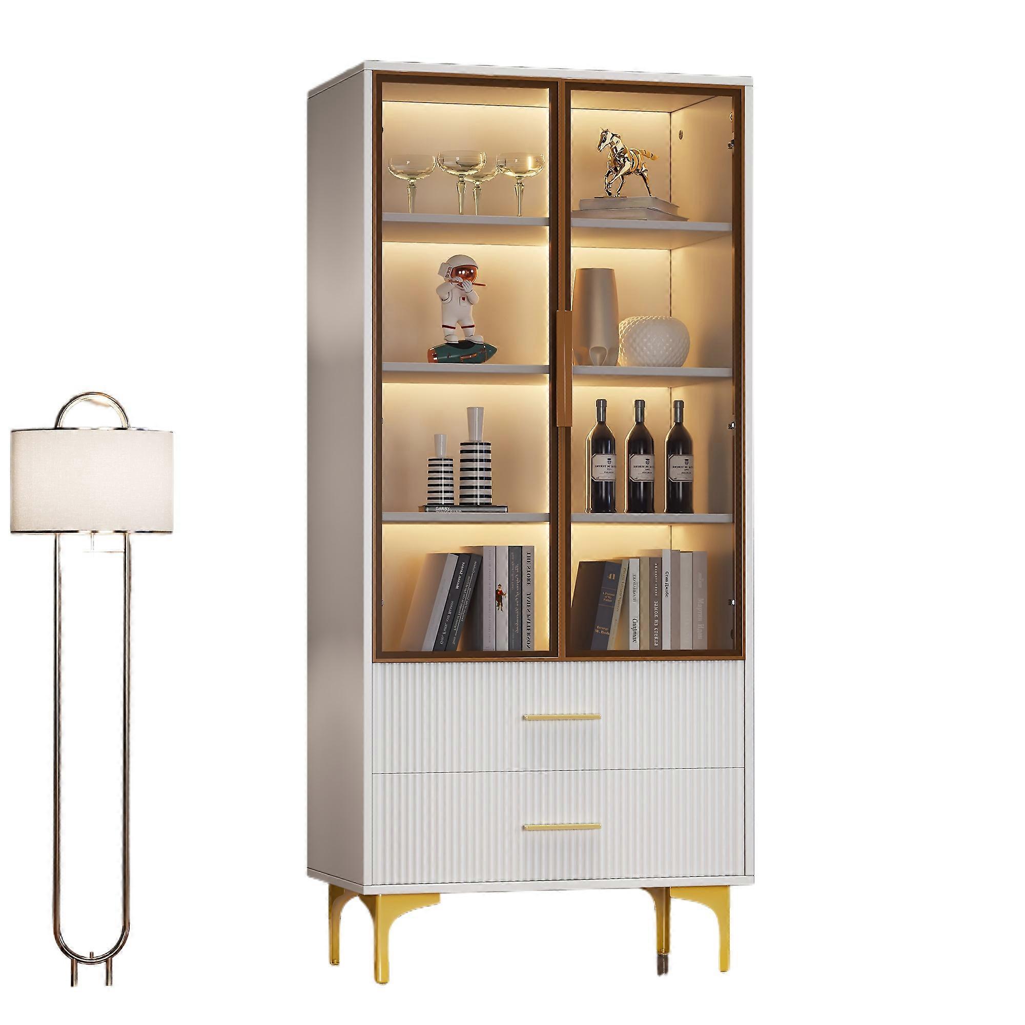 Verstelbare LED Glas Gouden Display Kast 70x35x150cm Kast