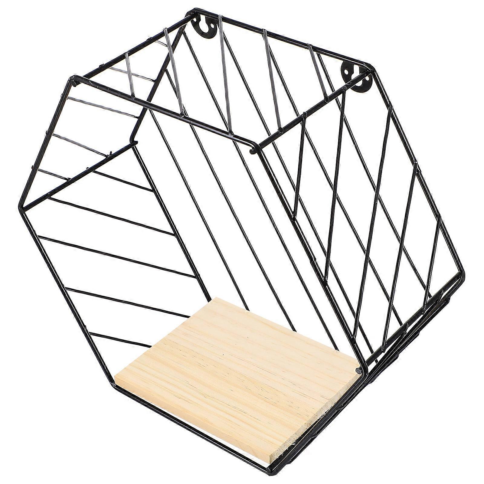 Wall Rack Iron Wall Shelf for Kitchen Bathroom Home Organization Black 1Pack