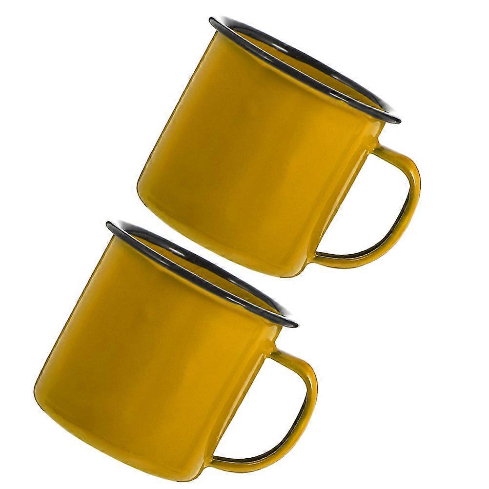 Enamel Coffee Tea Mug Enamel Mugs Holding Hot Chocolate Cafe Use Stable Structure 2Pcs