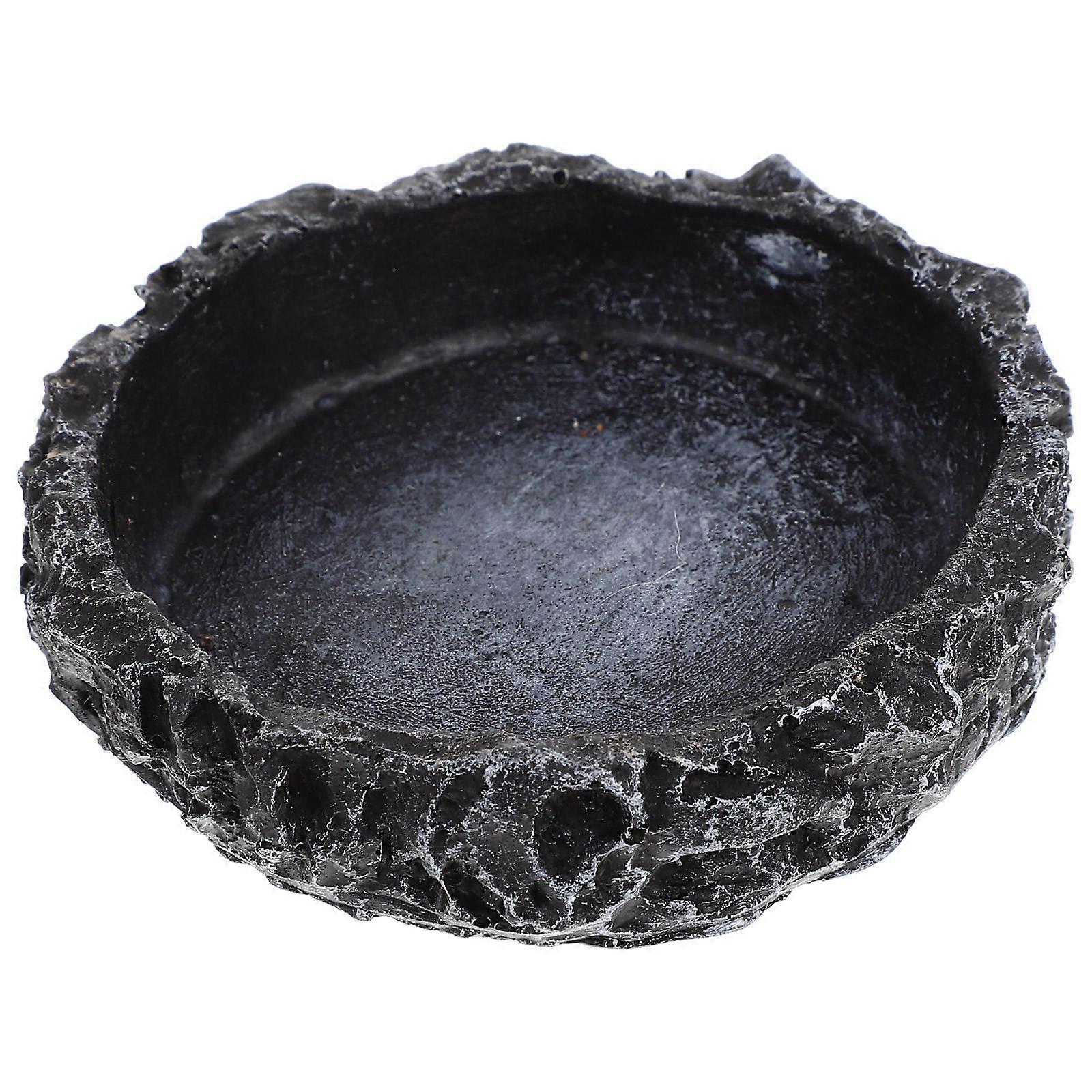 Decorative Water Bowl Reptile Accessory for Pet Use 2Pcs Black Resin Bowls