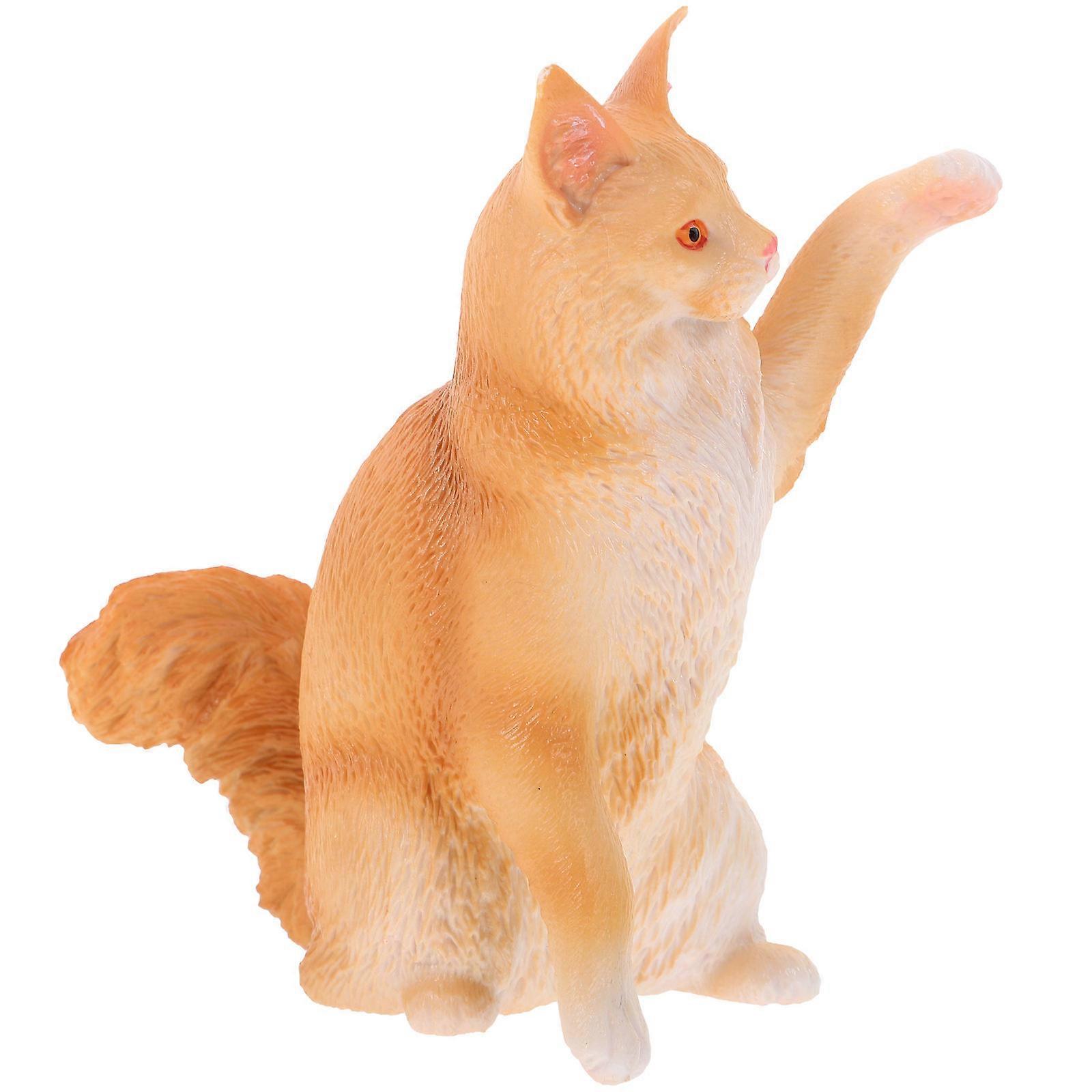 Plastic Cat Model for Decor Light Yellow Small Kitten Figurine