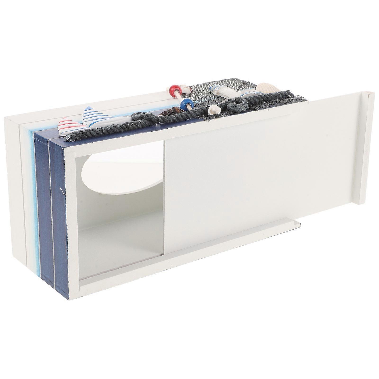 Wooden Mediterranean Tissue Container for Storage Use 2Pcs Set