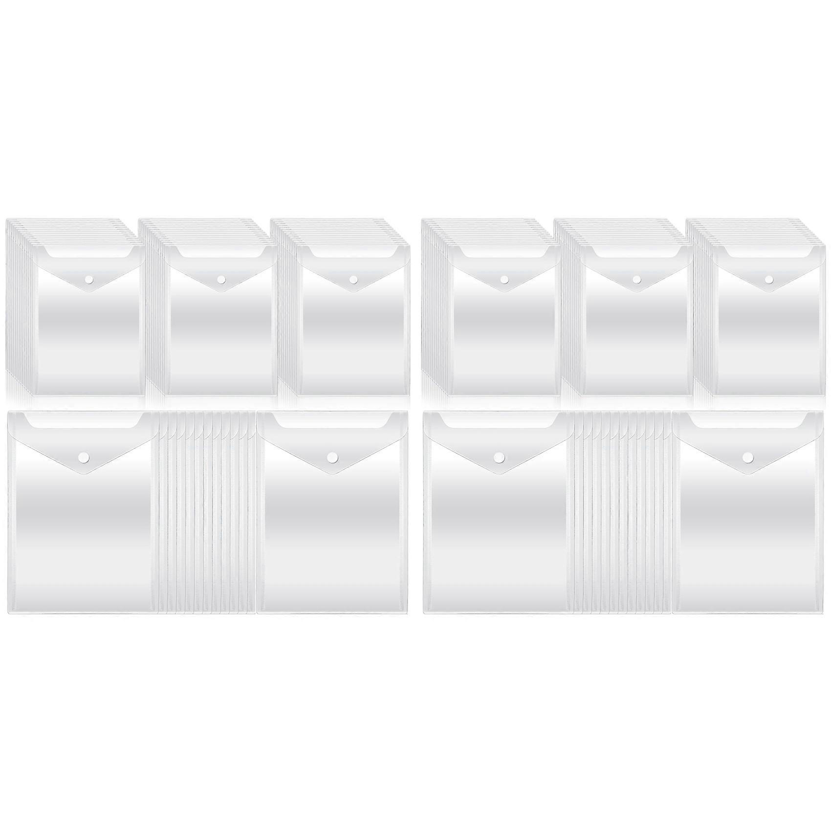 100Pcs Clear Plastic Envelopes with Snap Button Stamp and Die Storage Pockets for School Home Office 7.08 X 9.44Inch