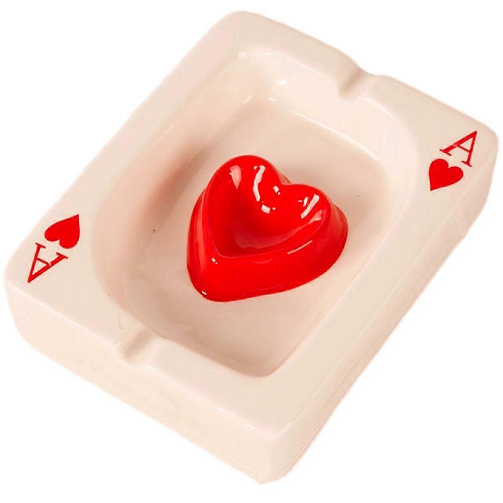 Ceramic Red Decorative Ashtray Playing Card Design for Home Use