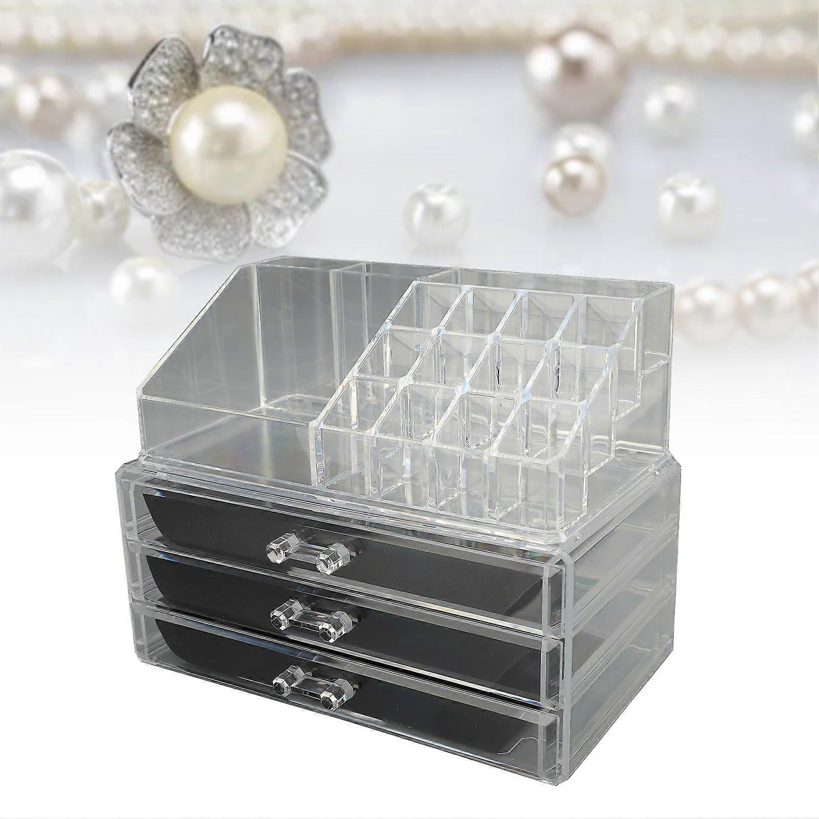 Makeup Organizer Drawers Set Clear Stackable Cosmetic Storage Box