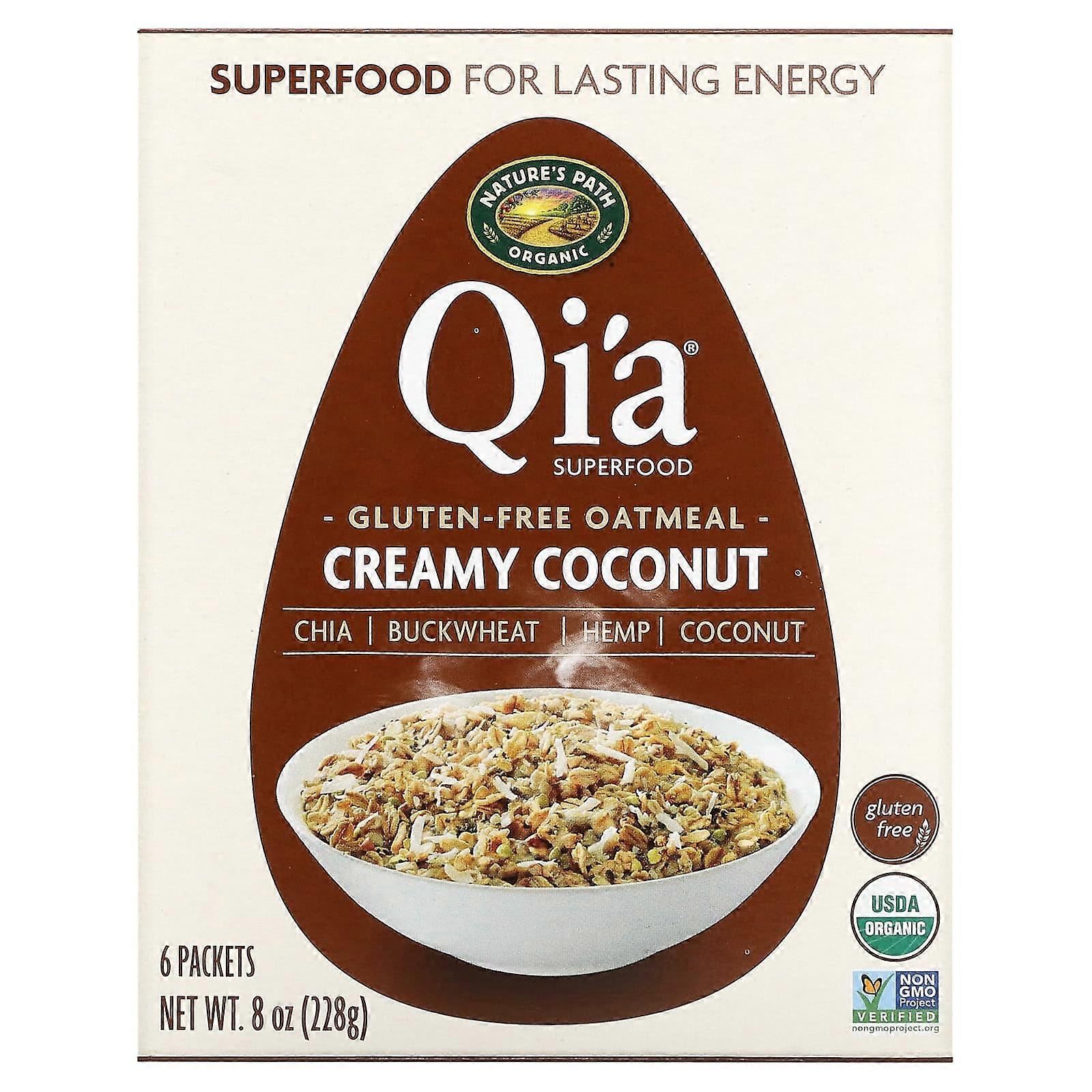 Nature's Path, Gruau Qi'a Superfood, Noix de coco crémeuse, 6 sachets, 228 g (8 oz)