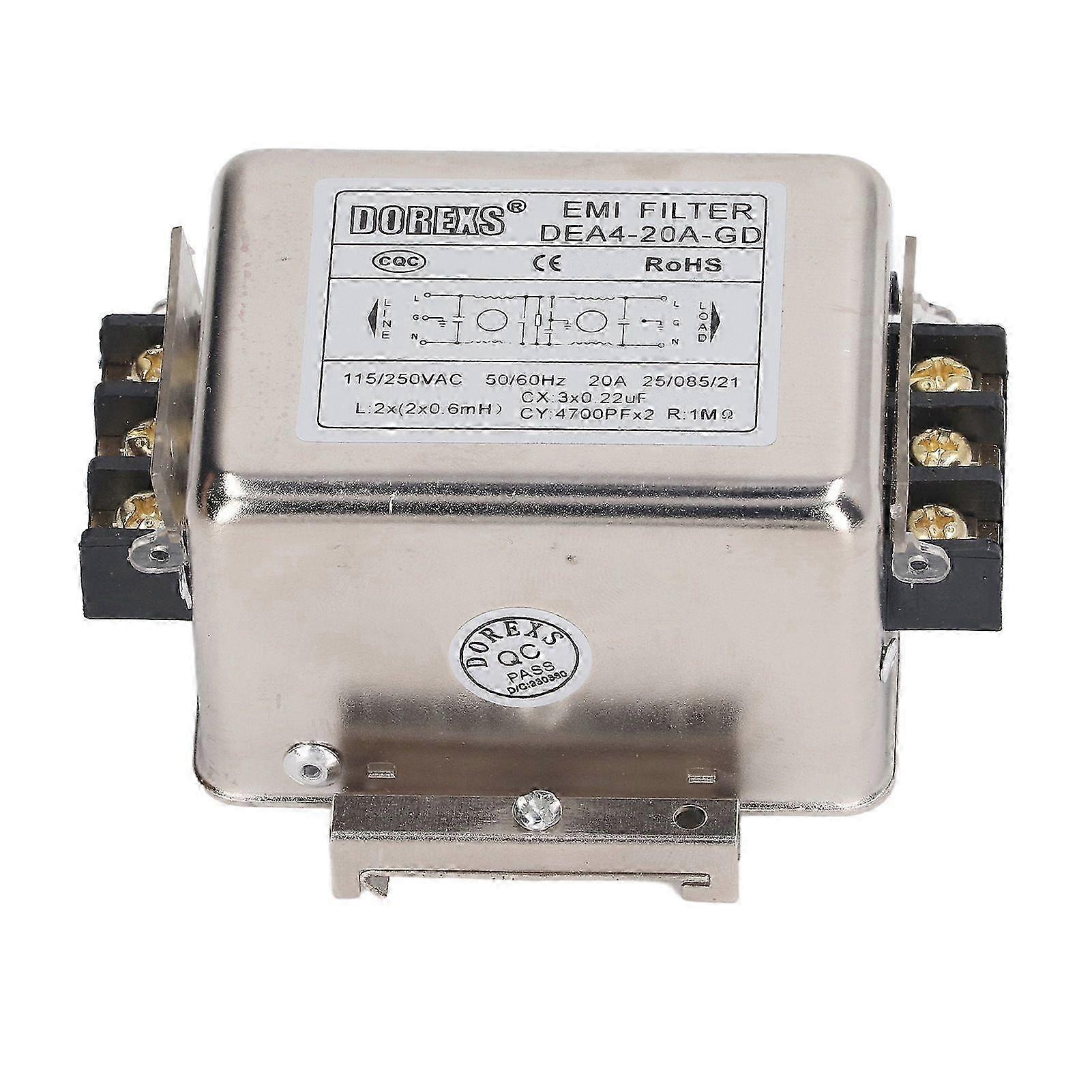 EMI Filter Noise Suppressor Power EMI Filter 2 Pole 1 Phase 115V 250V 20A 50/60Hz