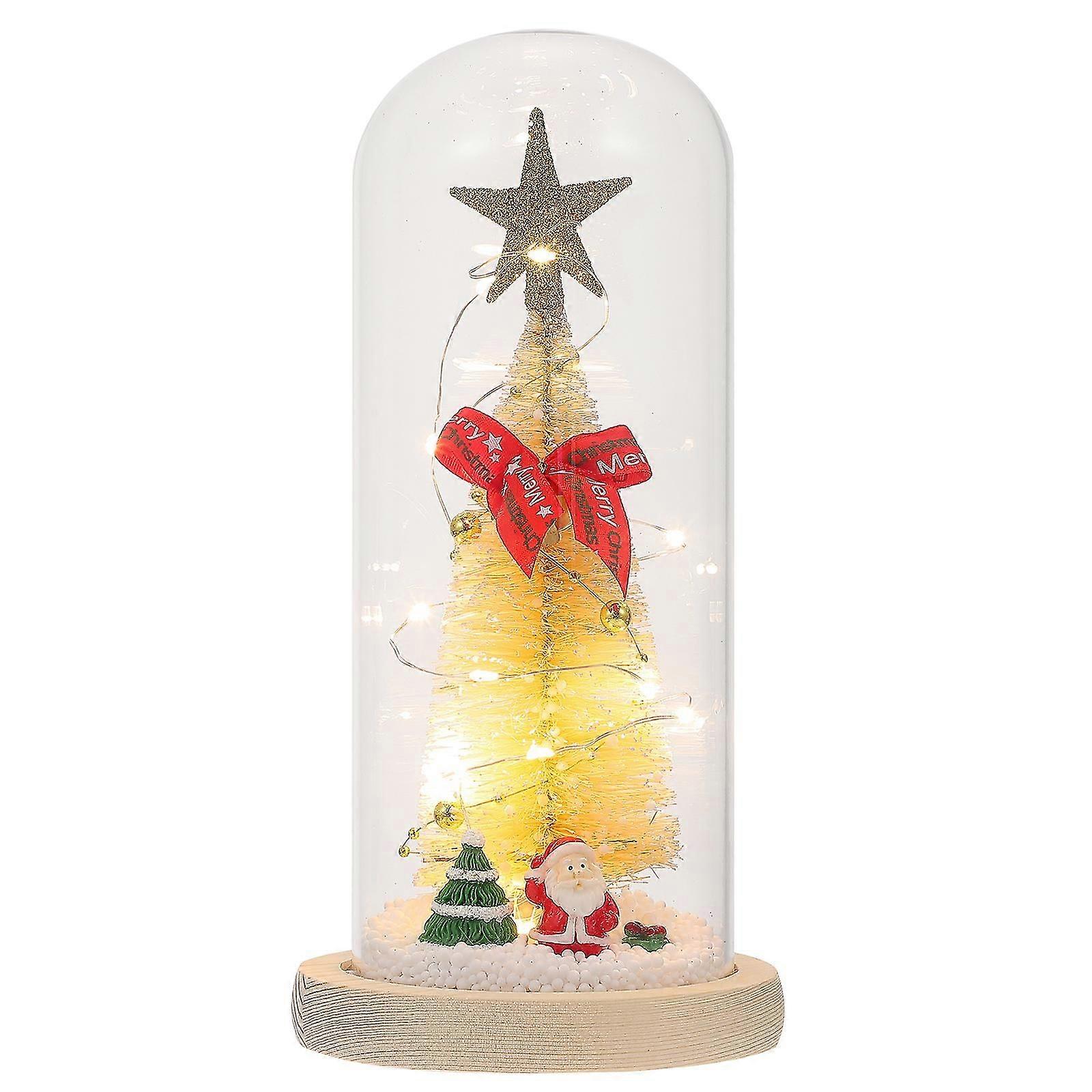 Glow In The Dark Xmas Tree Light Up Miniature Tree Xmas Tree Glass Dome Display