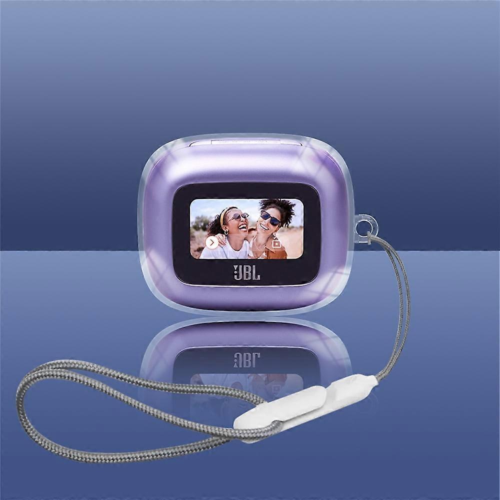 Soft TPU Protective Case Cover For compatible with JBL Live Buds3 Case, Protective Portable Scratch Shock Resistant otective Cover With Strap