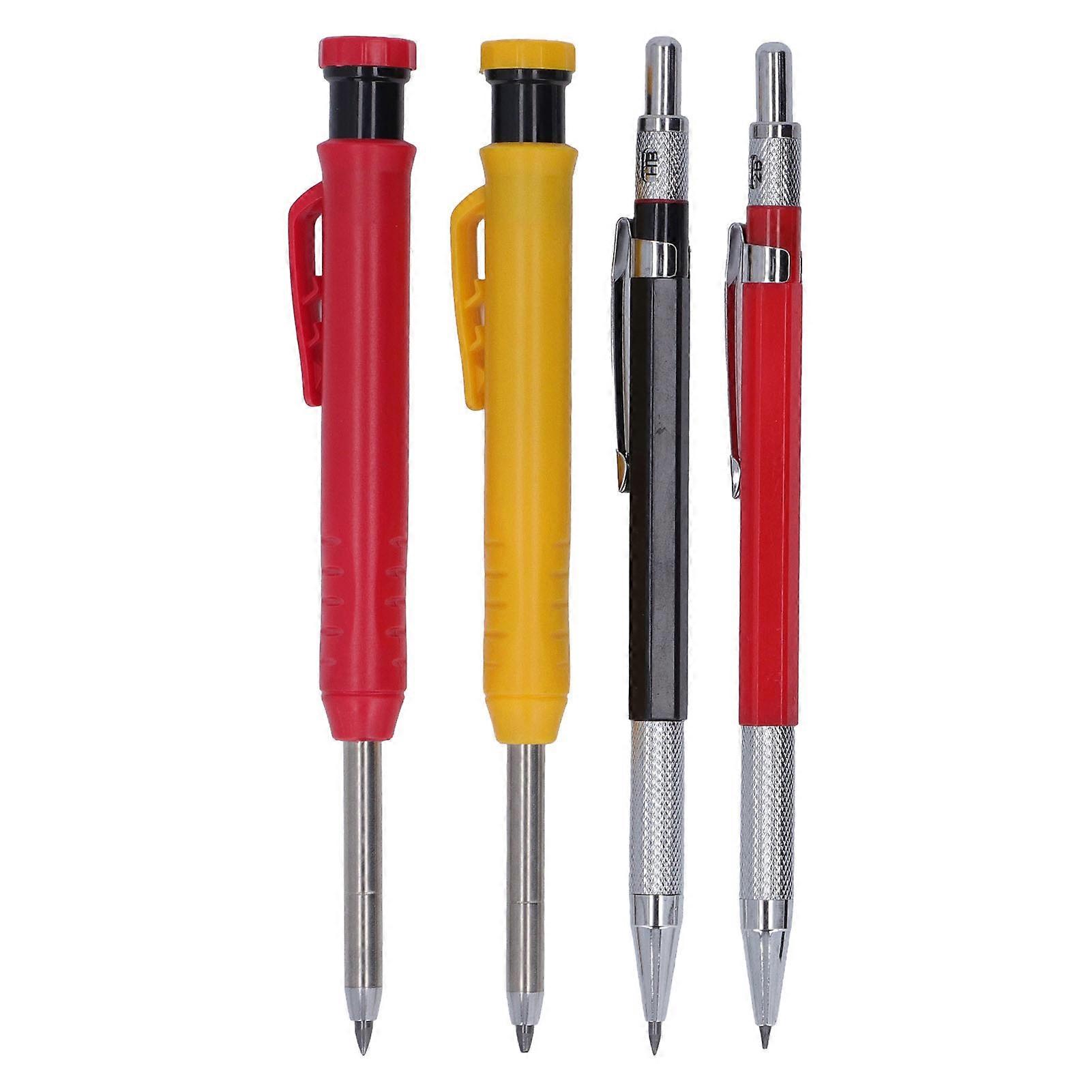 Mechanical Carpenter Pencil Set with 40 Refill Simple Operation Deep Hole Woodworking Pencil Kit