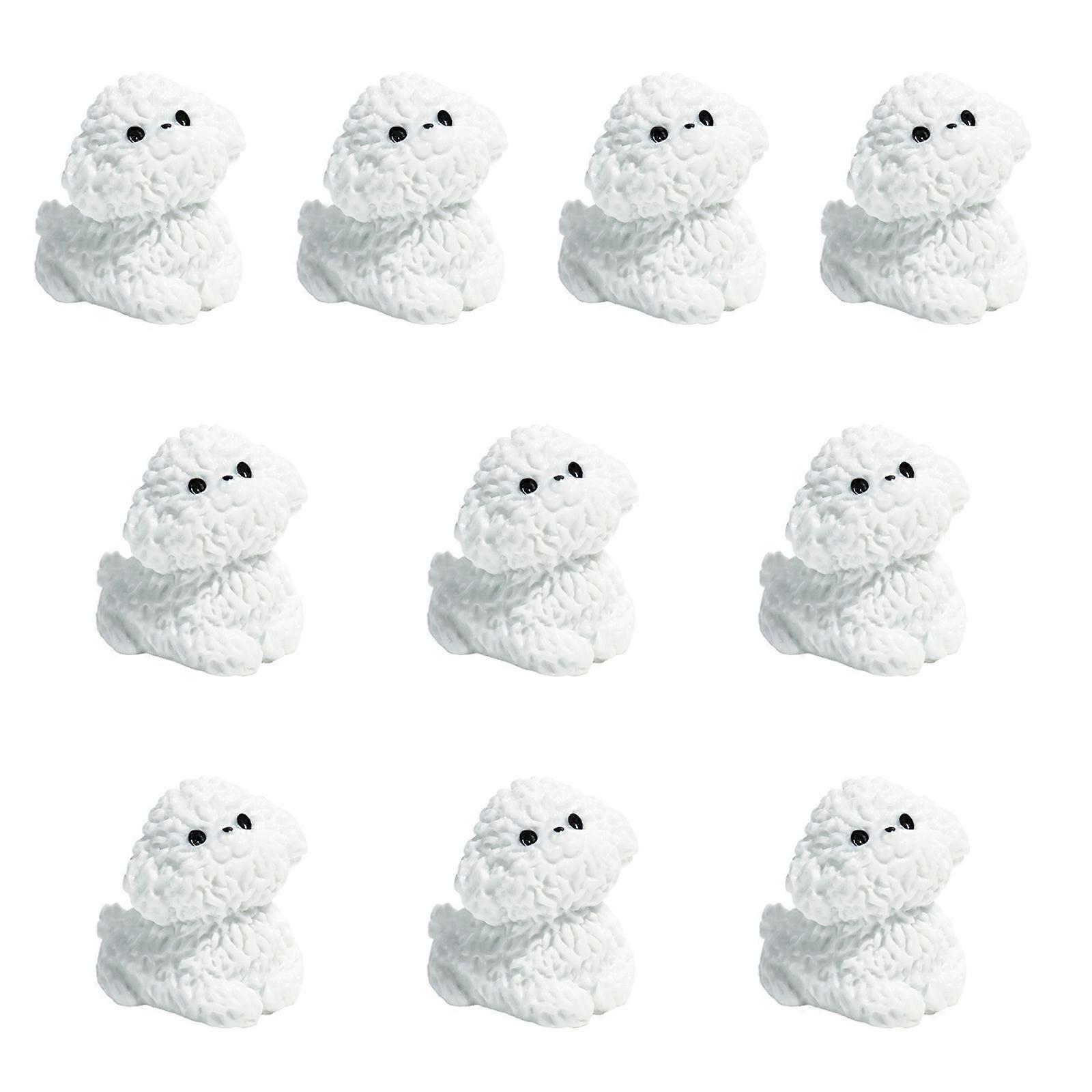 10Pieces Bichon Frise Puppys Statues Friendly Resins for Home and Office Use Multicolor