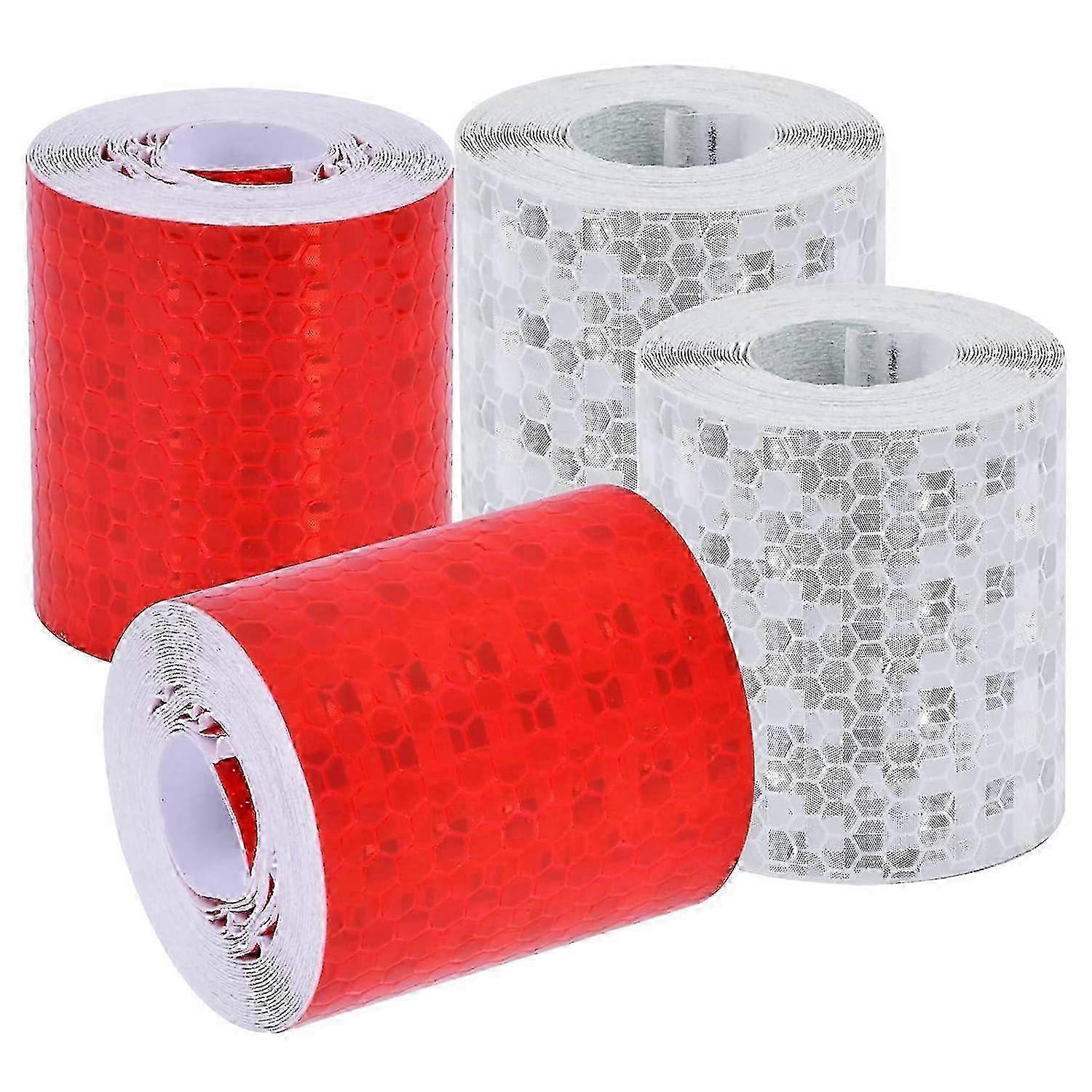 4 rolls-warning tape reflective stickers-red, white 5cm*3m two rolls each