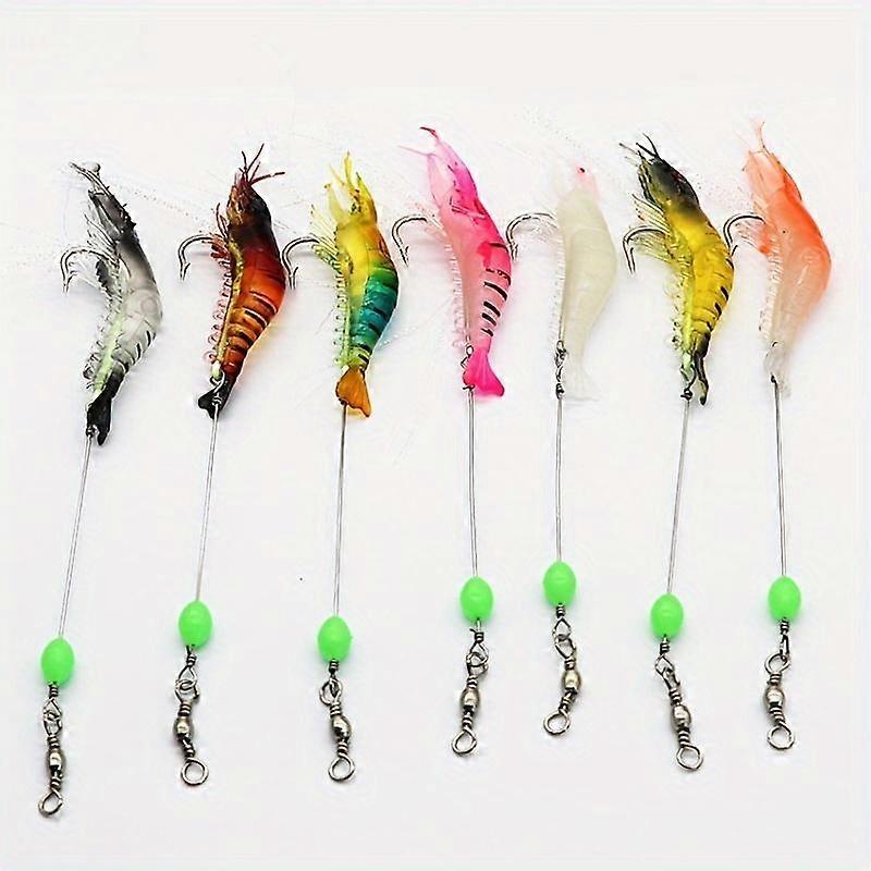 7pcs Luminous Shrimp Silicon Soft Fishing Lure - Catch More Fish with These Artificial Bait & Hook Combos