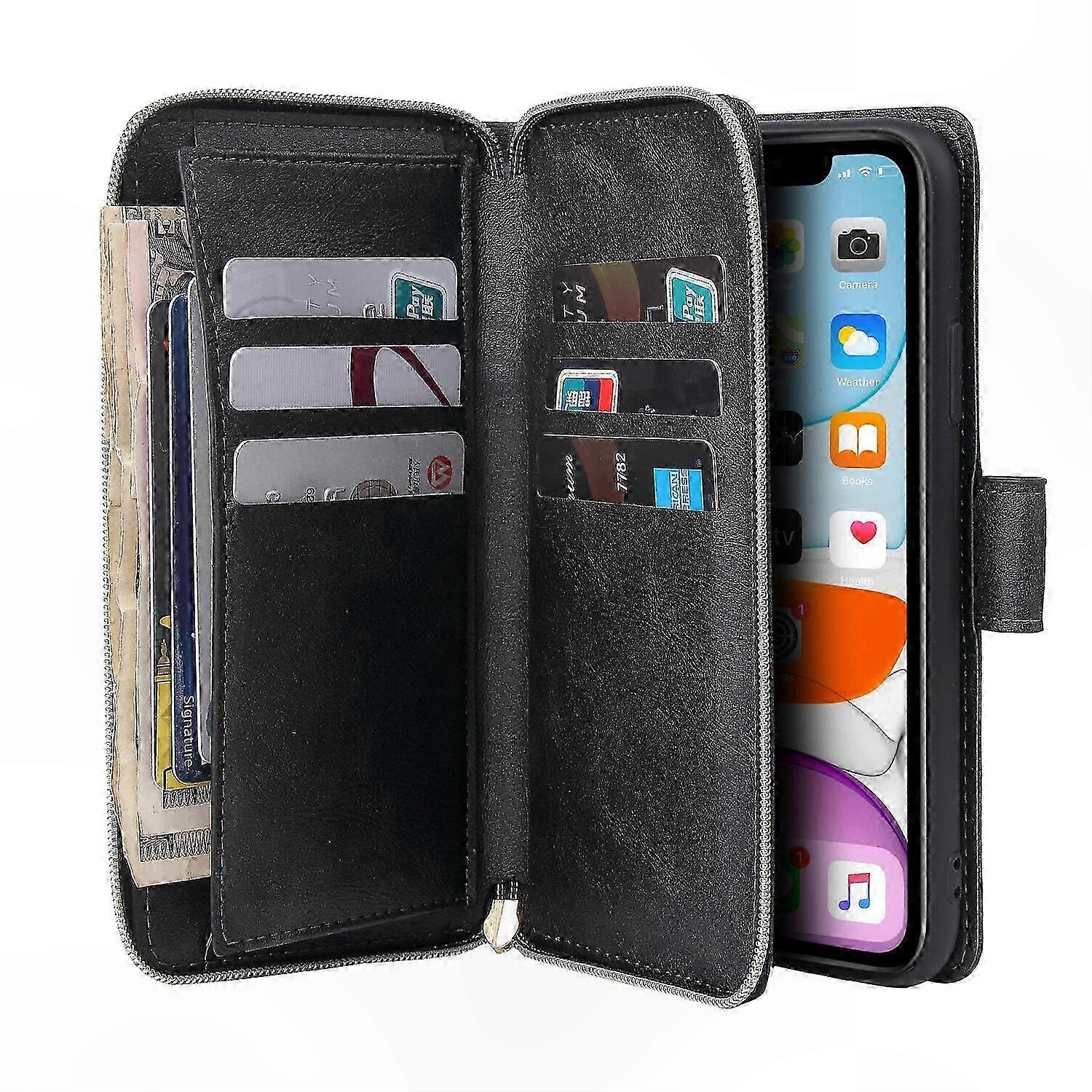 Wallet Case with 9 Card Slots and Zipper Pocket for  12 Mini Flip Cover