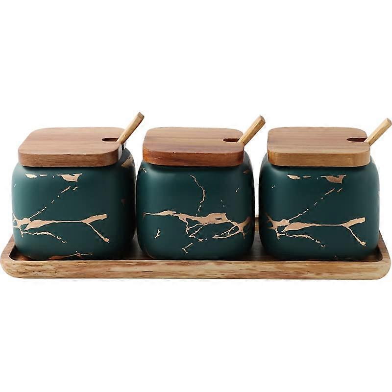 Ceramic Spice Jar Set with Spoon Nordic Style Salt Shaker Seasoning Container for Kitchen Use