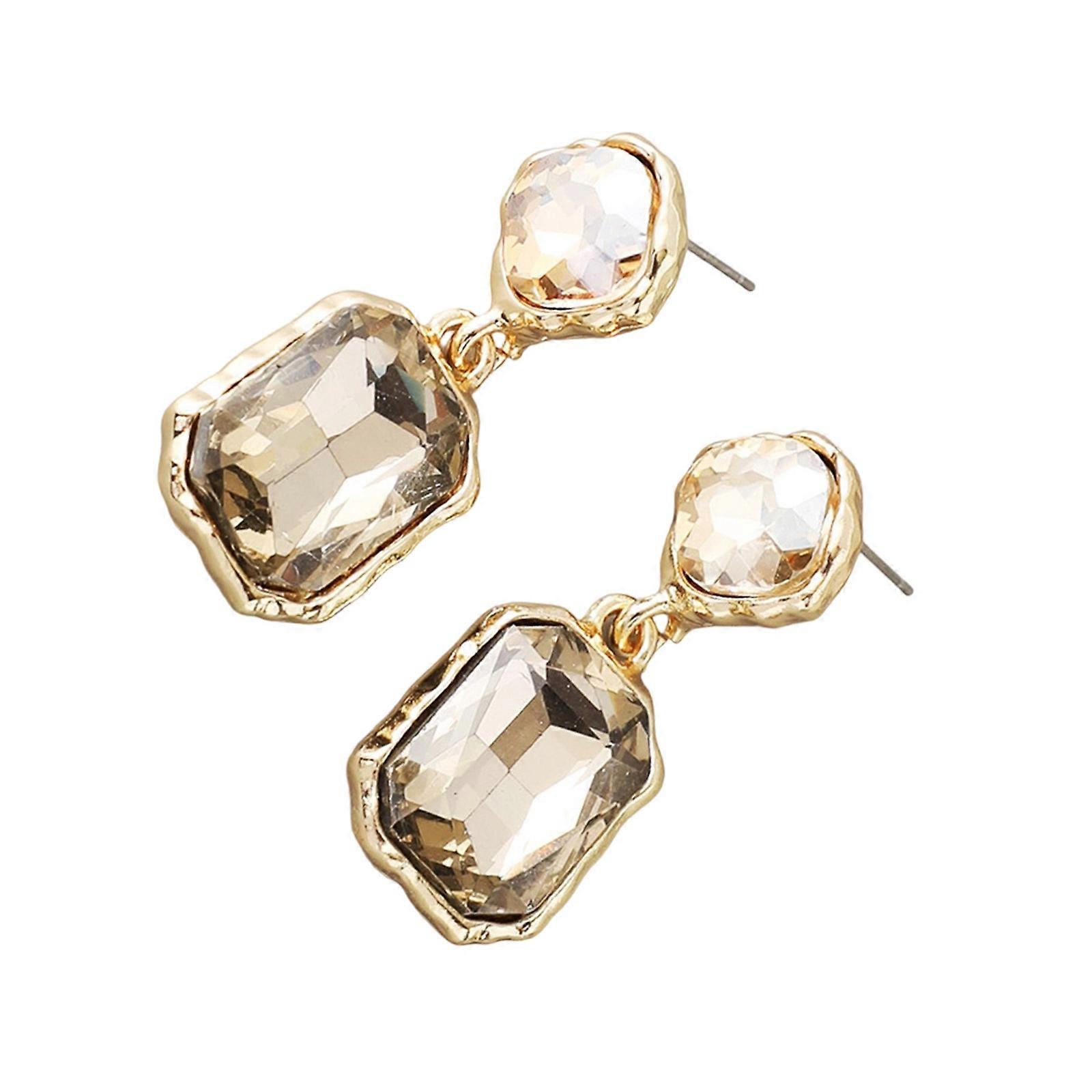 Square Cut Earrings Secure Fastening Portable Build Suitable for Sensitive Skin and All Day Use  Light coffee