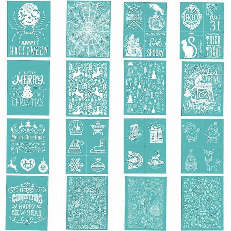 Christmas Greetings DIY Silkscreen Stencil Reusable Self-Adhesive Mesh Stencils