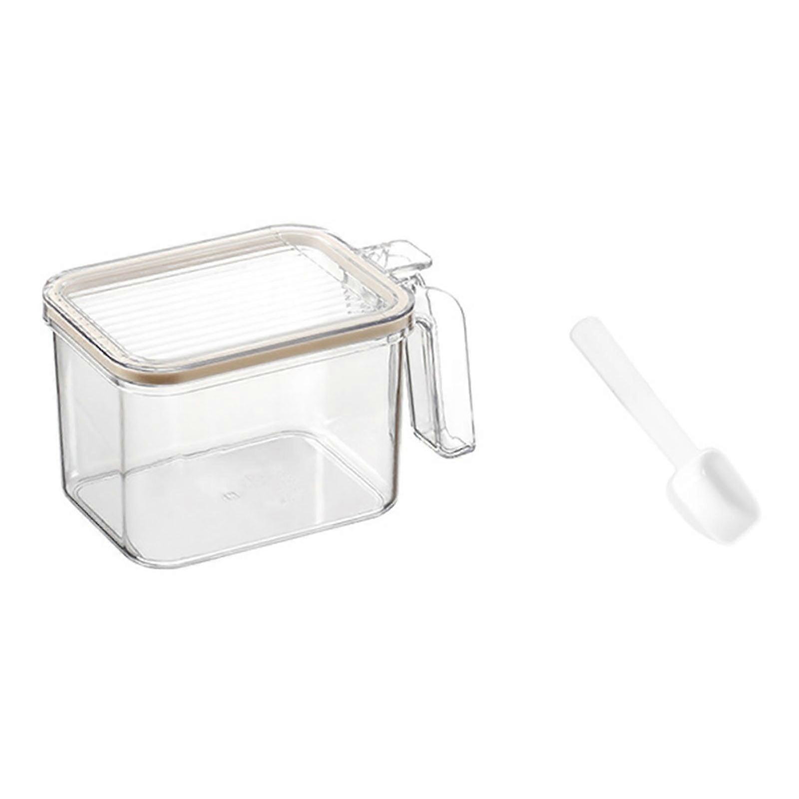 EQWLJWE Plastic Condiment Pot with Spoon Clear Condiment Container with Gasket and Moisture Prevention for Salt,Sugar