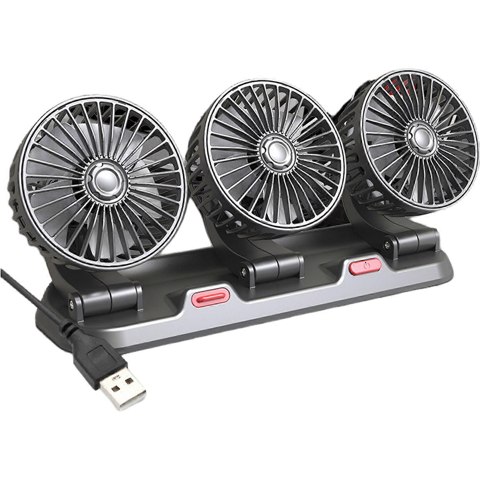 5/12/24V Quiet Interior Air Ventilation Fan 3 Head Car Dashboard Cooling Fan 2 Speed Adjustable with Phone Number Plate Multicolor