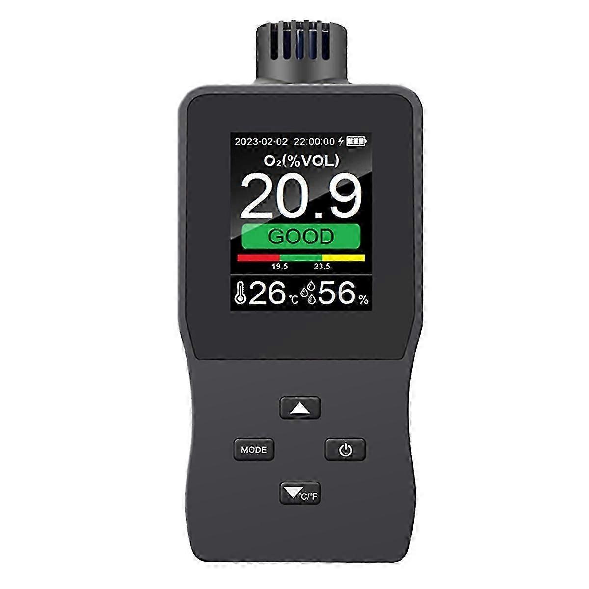 A8 Handheld Digital Oxygen Detector Air Oxygen Concentration Alarms Value USB Rechargeable 2.8inch TFT Color LCD Screen