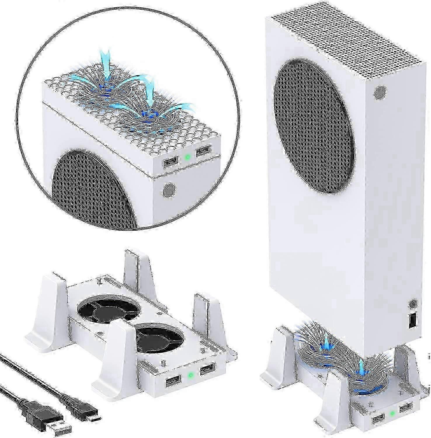 Cooling Fan Stand Compatible With Xbox Series S, Base With Fan And Docking Station, 3 Adjustable Speed Levels And 2 Usb Ports (only For Xbox Series S)