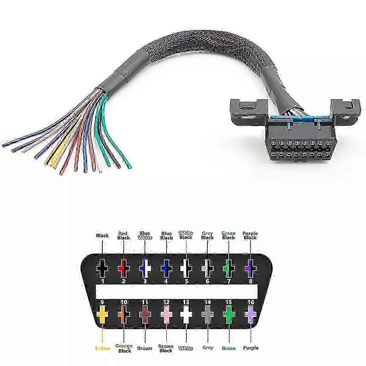 e Universal Obd2 Obd Ii 16 Pin J1962f Female To Open Cable Braid Dash Port Pigtail