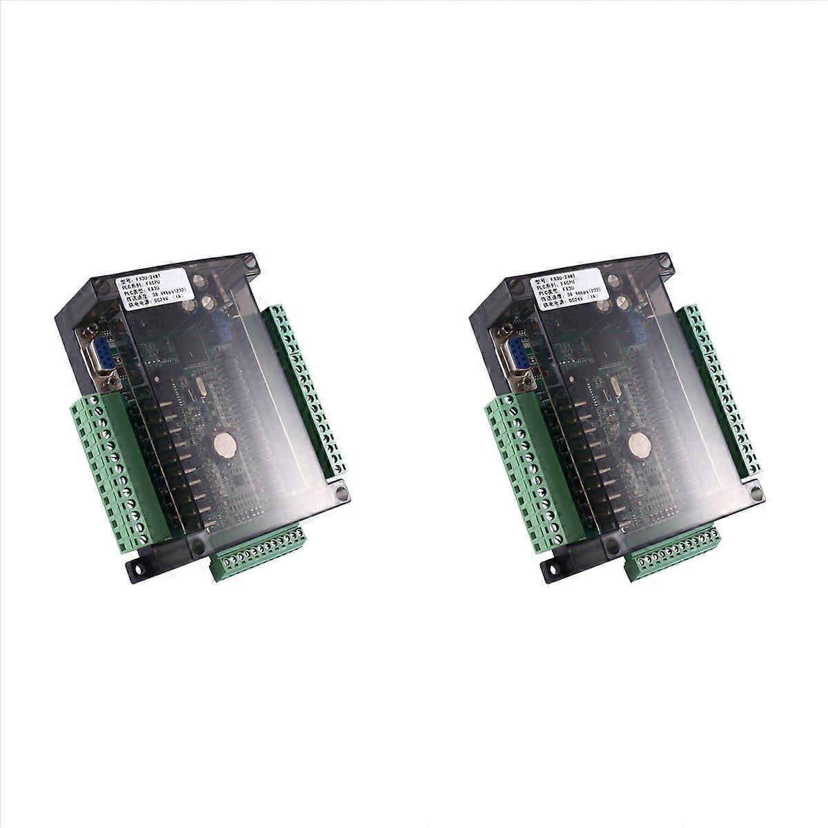 2X FX3U-24MT PLC Industrial Control Board 14 Input 10 Output 6AD 2DA with 485 Communication and RTC(