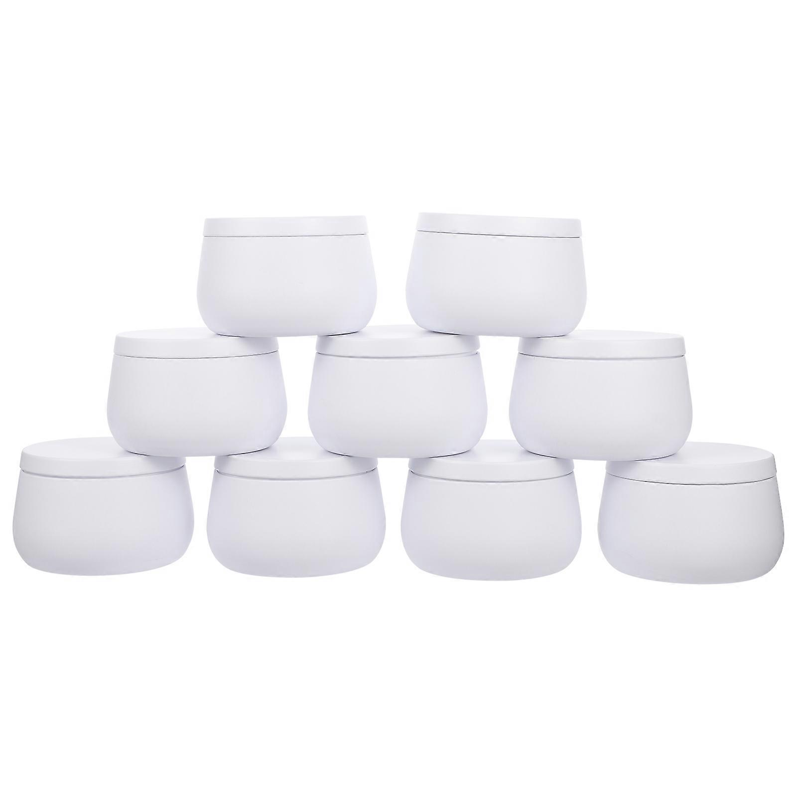 Tea Tin Can for Storage 9Pcs White Round Candy Craft Storage Box