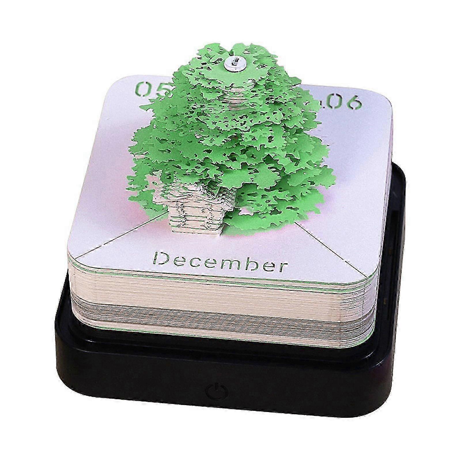 2024 Desk Calendar with Lights - 3D Beautiful Sakura Tree Memo Pad