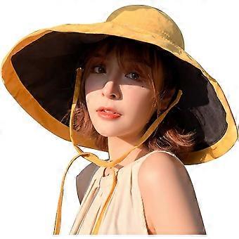 Sombrero de sol para mujer, plegable y reversible, con protección UV, ala ancha, para playa y verano.