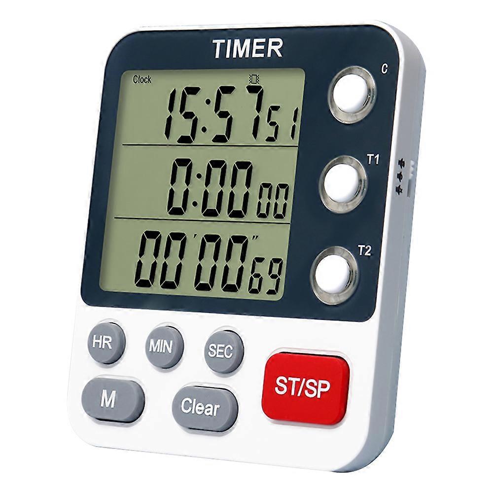Digital Dual Kitchen Timer 3 Channels Count UP Down Timer Cooking Timer Large Display Loud Volume Alarm with Magnetic Back Stand
