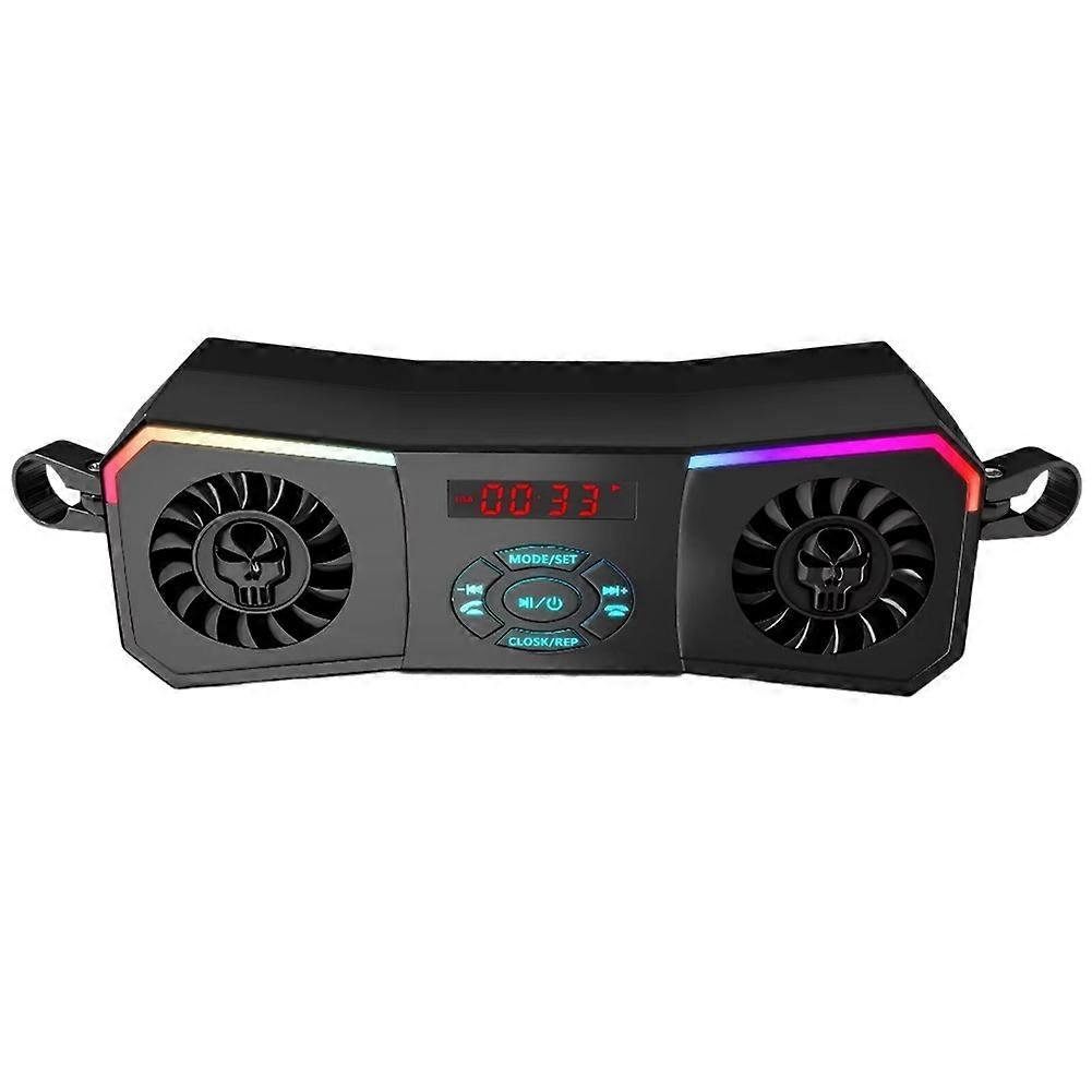 Motorcycle Speakers Wireless Stereo Audio System 12V Handlebar Mount MP3 Player AUX-in USB FM Radio Function