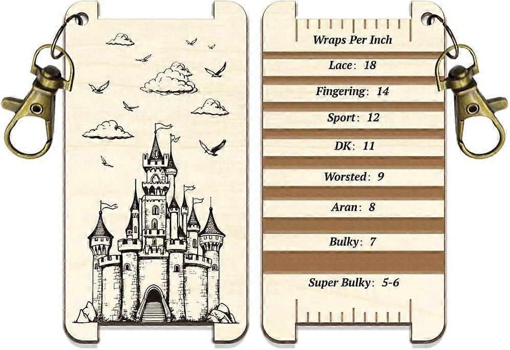 1 Pc Wooden Spinning Control Card Castle Pattern Multi-Purpose Spinning Control Tool Decorative Wooden WPI Ruler for Hand Yarn Measurement Crochet Too
