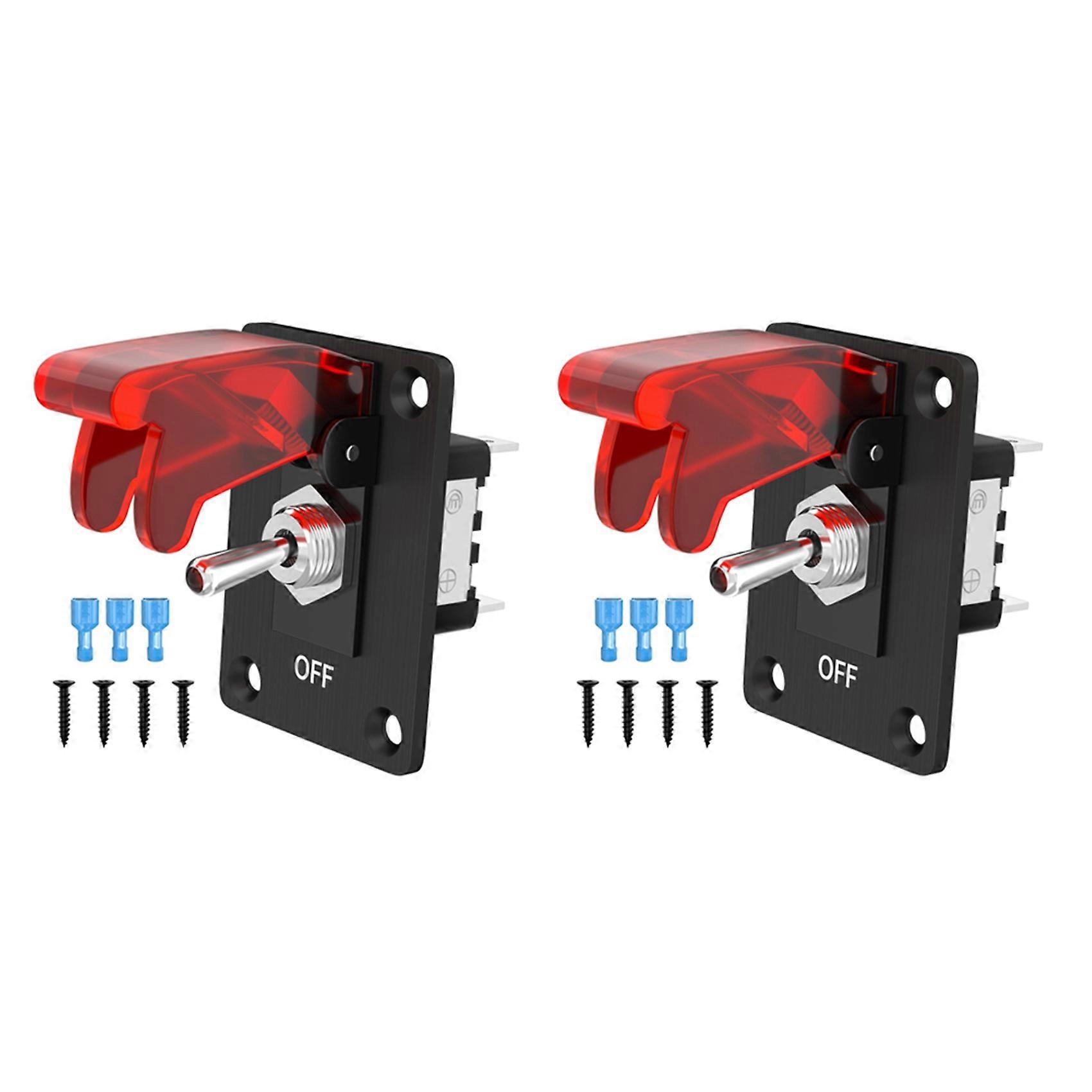 2X Toggle Switch 12V DC 20A Lighted Toggle Switch 3 Pin on/Off SPST LED Illuminated with Mounting Panel