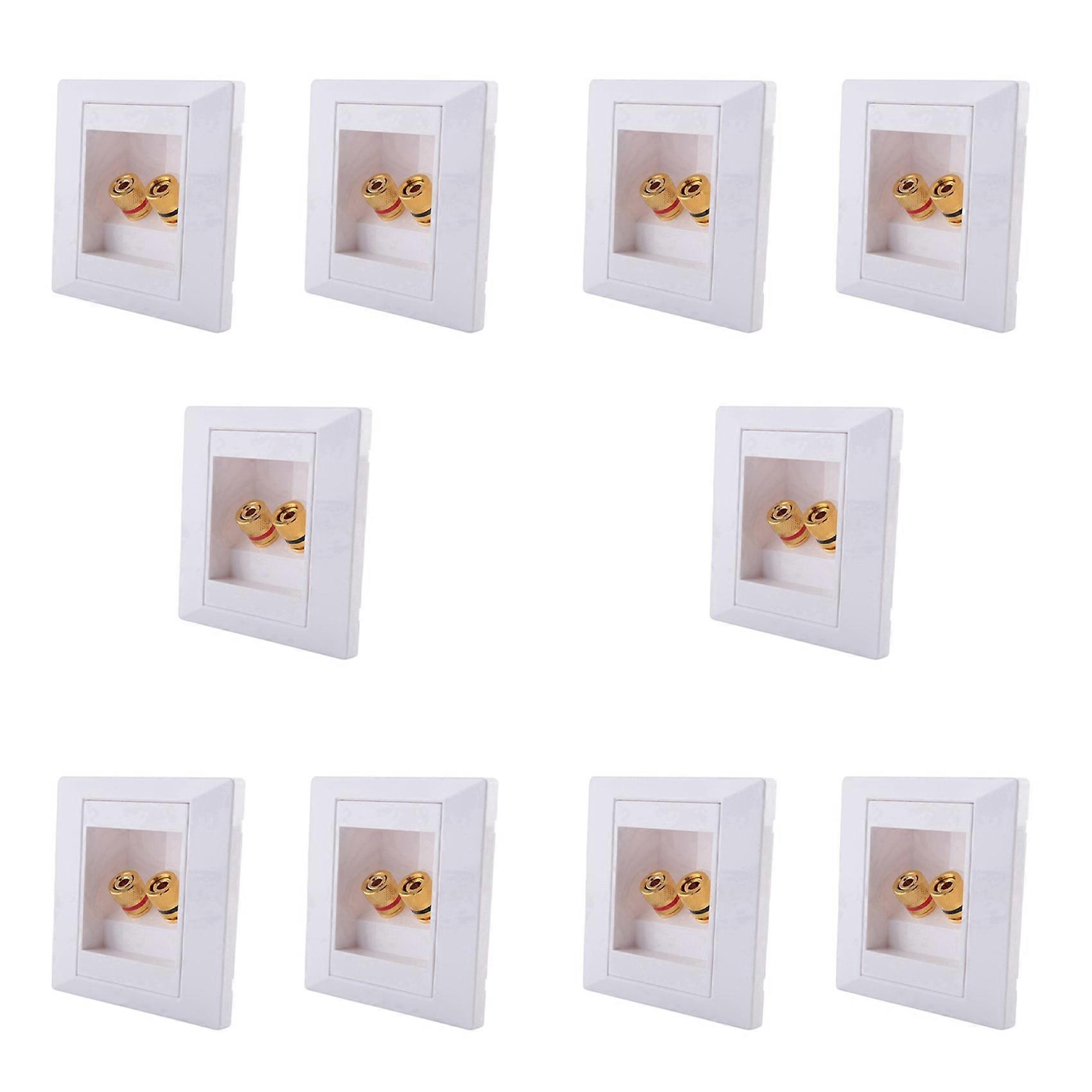 10X Wall Socket Connection Port with 2 Jack Speaker White