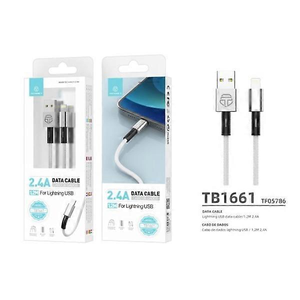 Compatible with iPhone USB Cable 1.2 meters 2.4A Lightning Fast Charging Silver