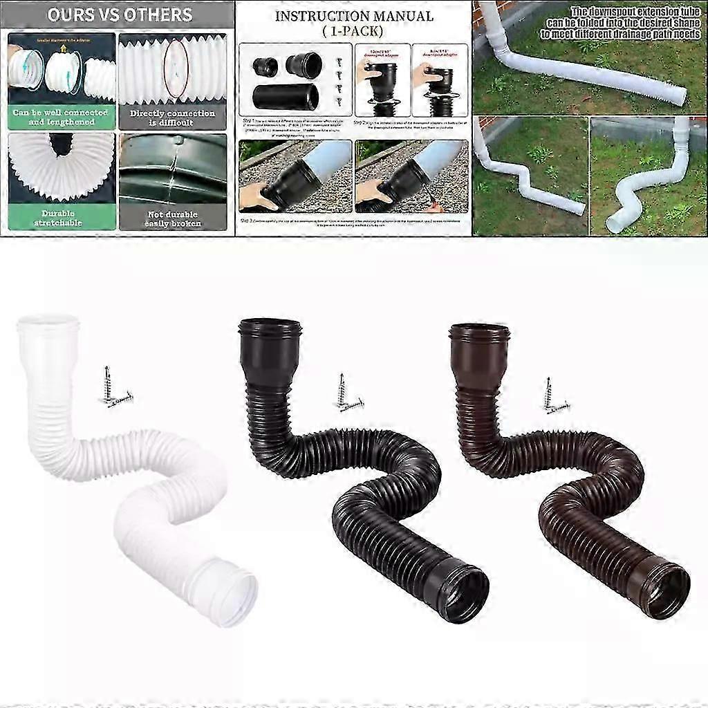 Rain Gutter Downspout Extensions with Screws Universal 185-59inch Flexible