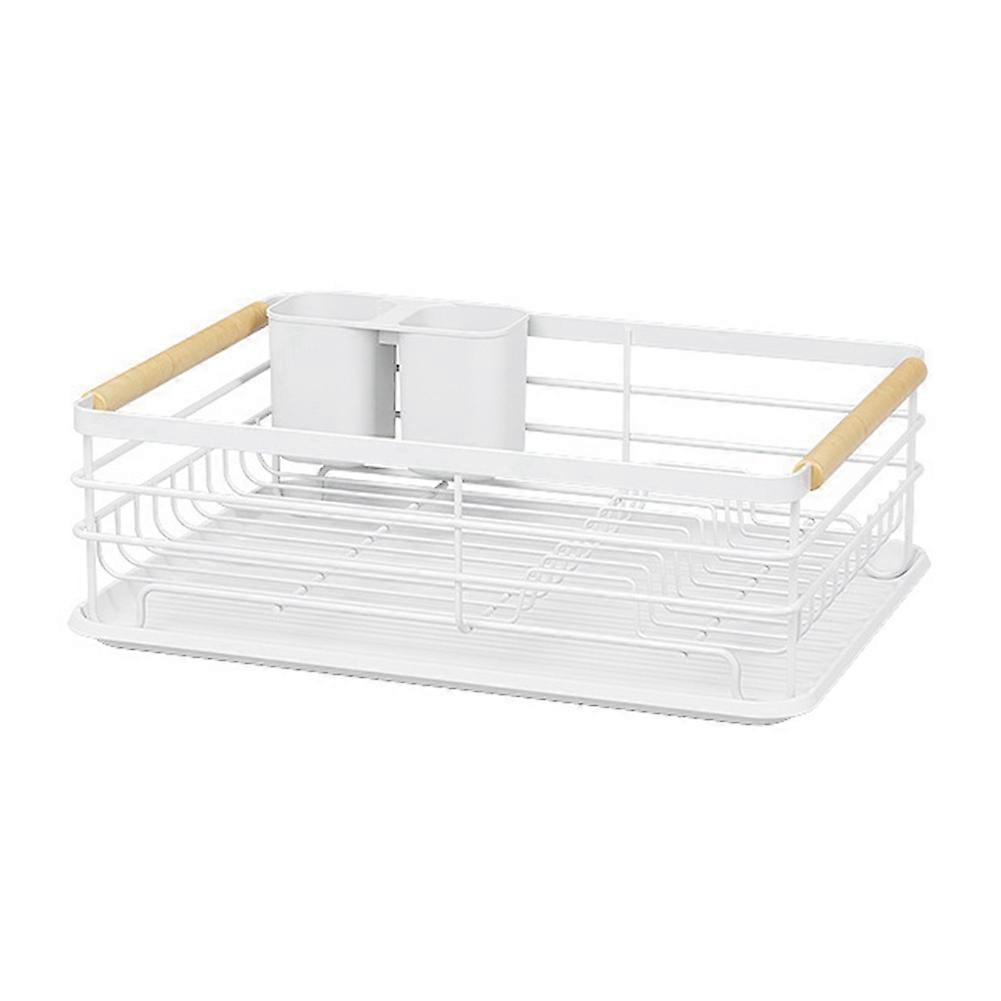 Kitchen Table with Detachable Drip Tray, Tableware Rack, White Dish Drain Rack, Multifunctional Tableware Storage Rack