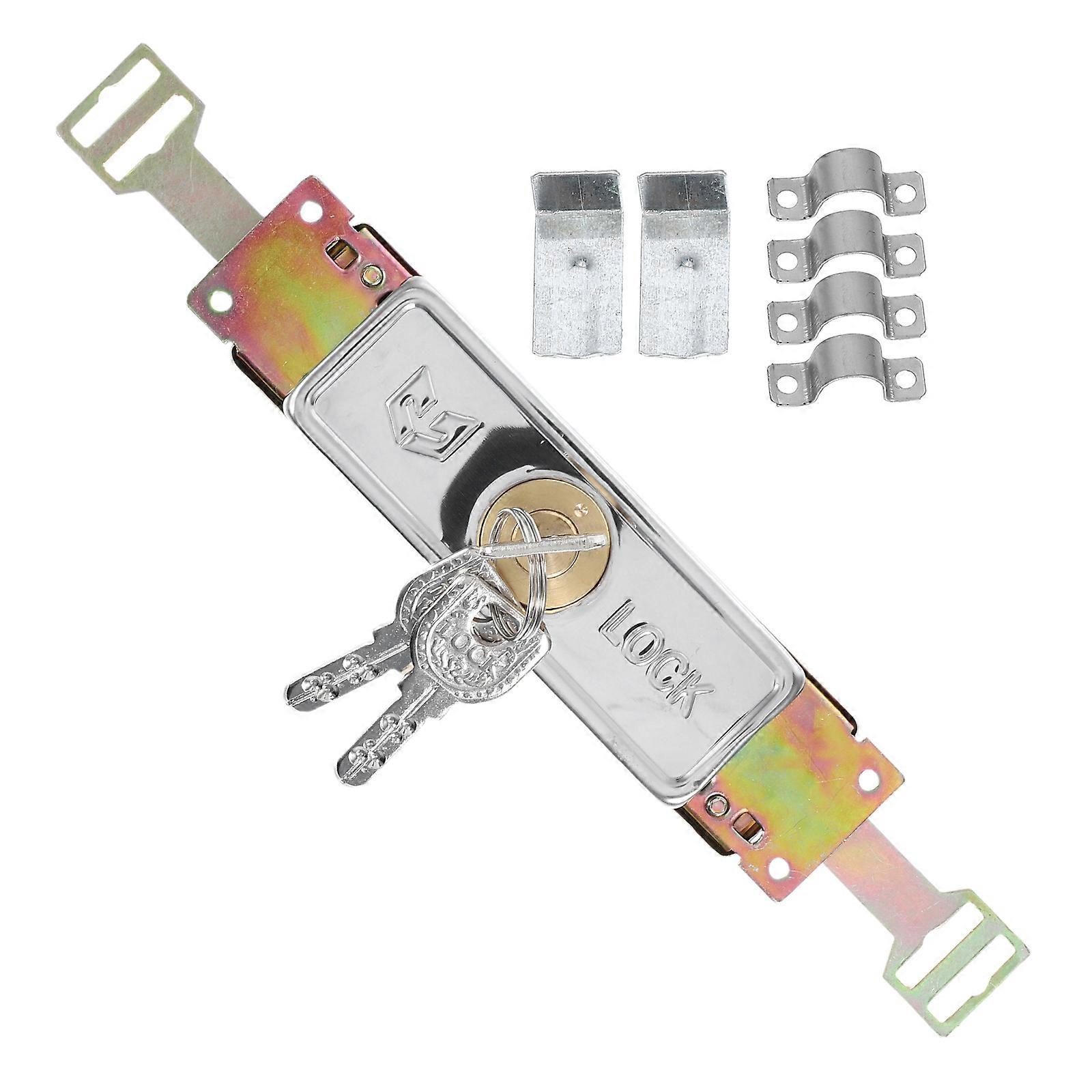 Heavy Duty Rolling Shutter Door Lock with 3 Keys Secure Door Bolt Silver