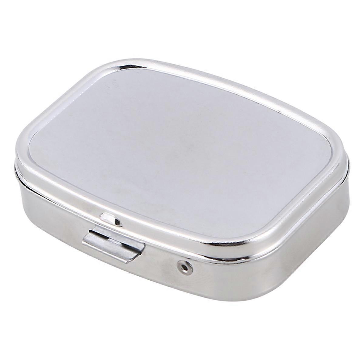 Silver Metal Pill Box Container for Storage 2 Compartments 4Pcs Set