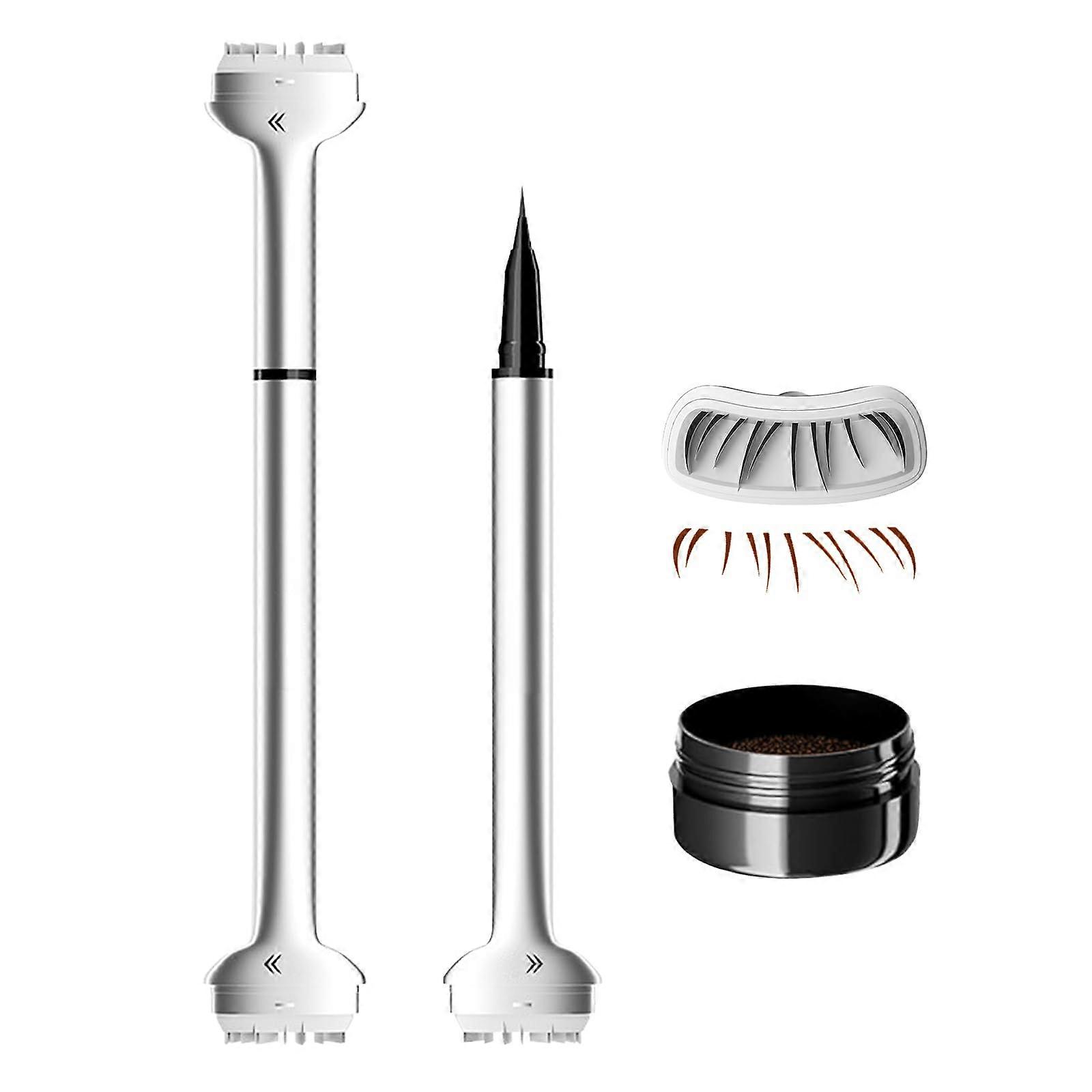 Waterproof Sweatproof Liquid Eyeliner Pen with Dual Head Ultra Fine Tip and Lash Stamp 02#