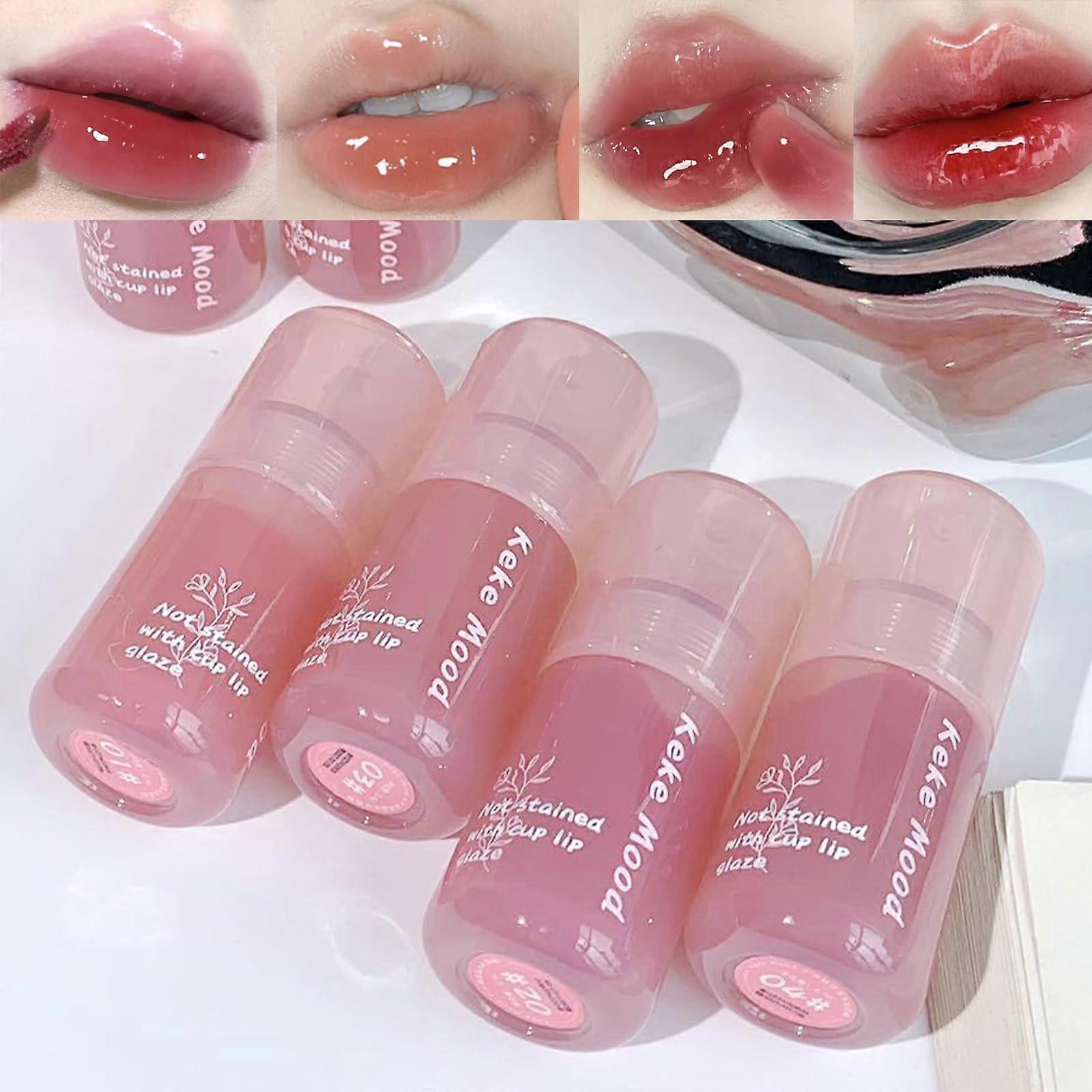 Plumping Lip Gloss Crystal Clear 4pcs LongLasting Moisturizing Hydrating for Dry Lips