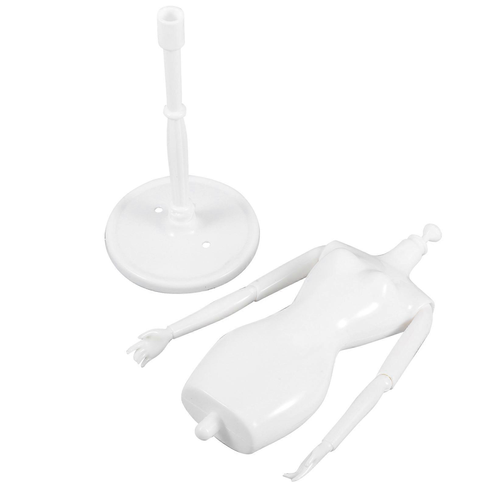 White Plastic Movable Joint Dress Form Mannequin for Display with Adjustable Joints
