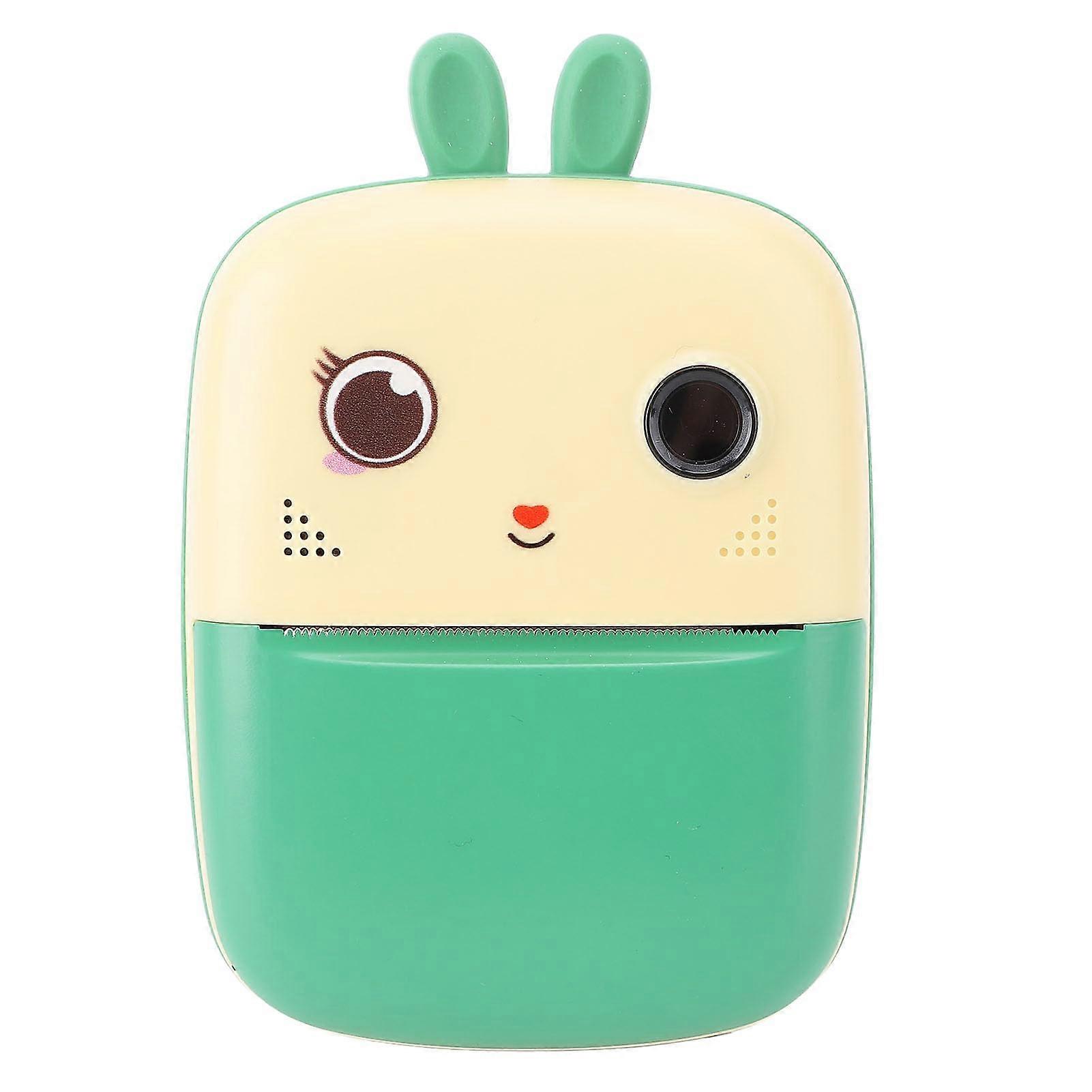 Instant Print Camera 1080P 80MP Dual Lens with Black White Printing and 1800mAh Battery Green