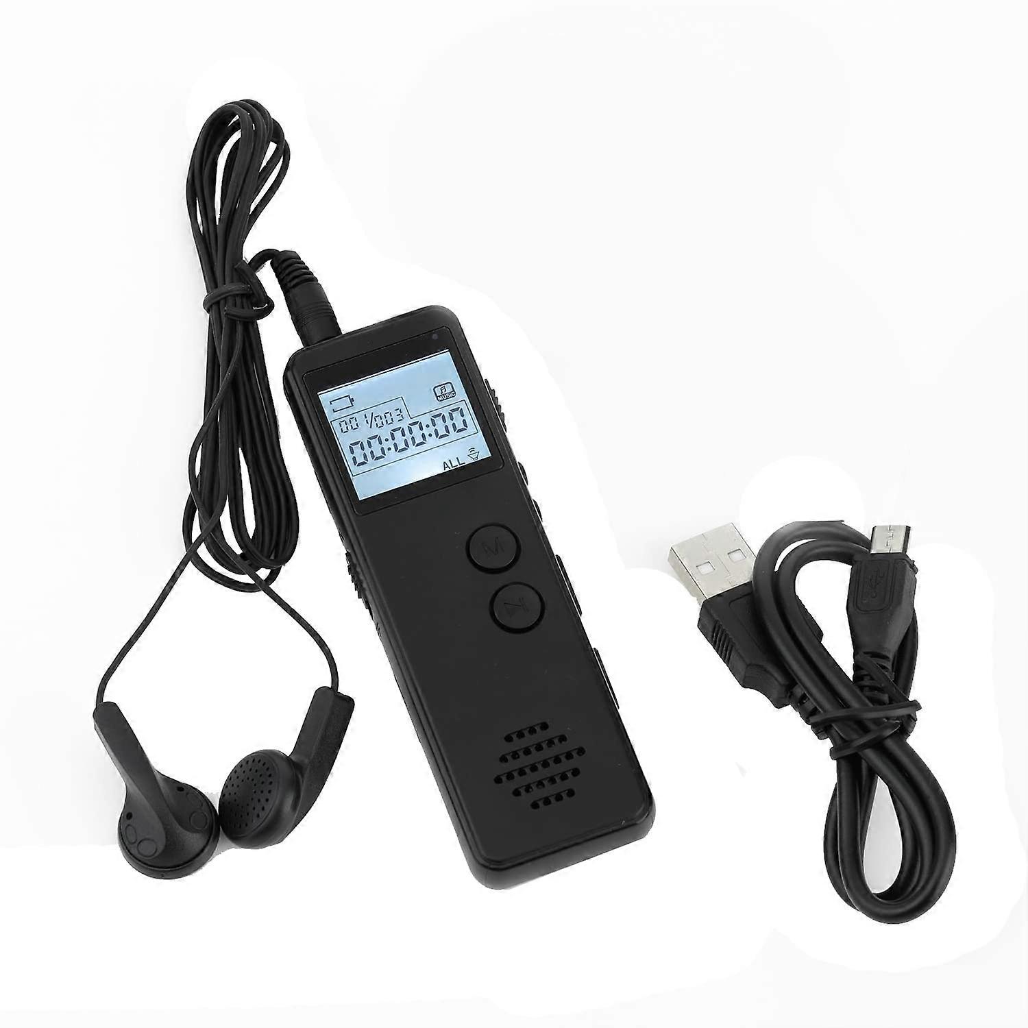 Voice Recorder USB Dictaphone Digital Audio Recorder 16GB with WAV MP3 Playback Black
